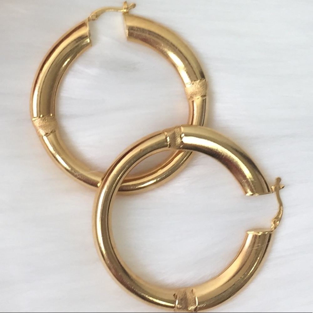 18K Gold Filled Round Hoops Earrings Plain-Rustic